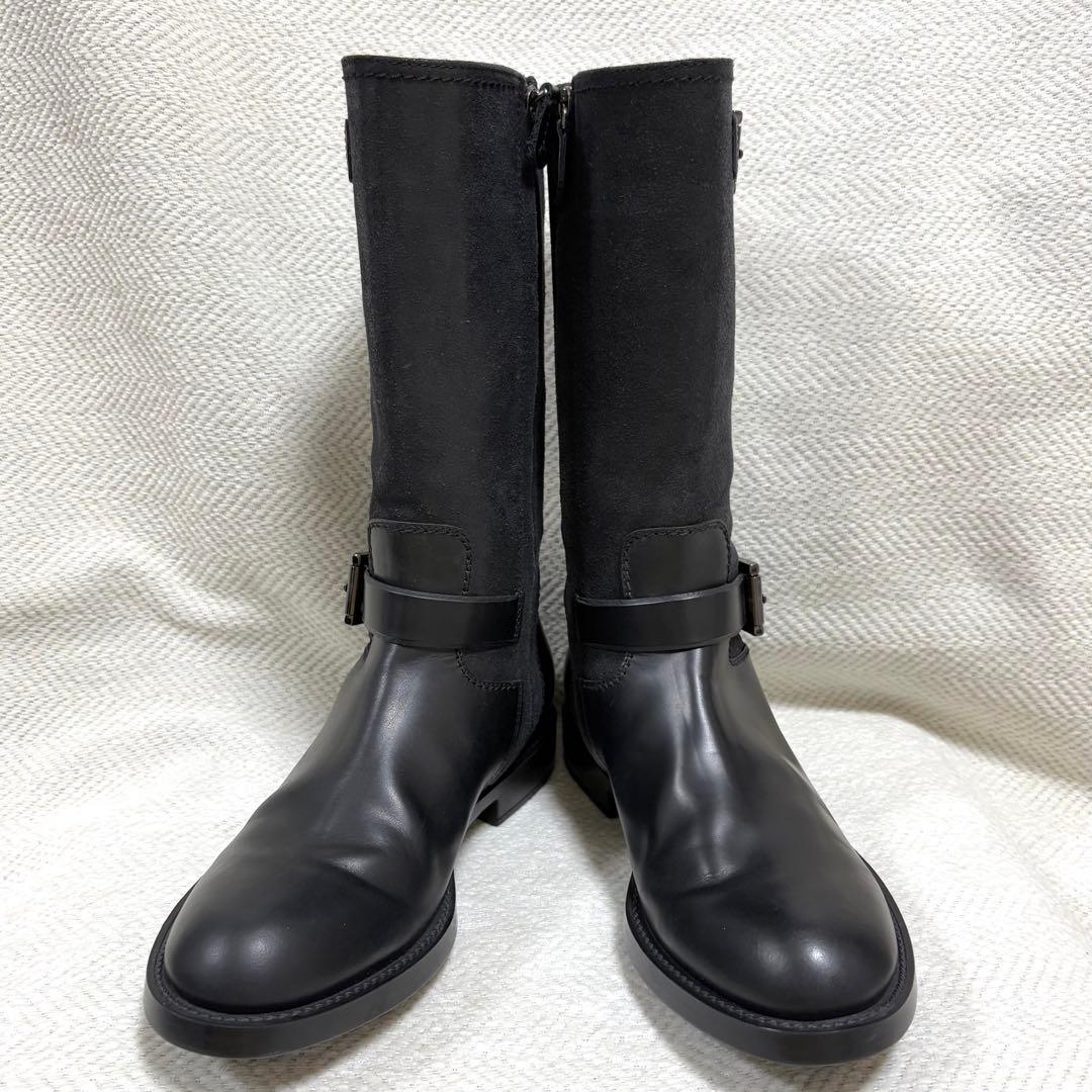 未使用級 TOD'S トッズ 本革 エンジニアブーツ ブラック