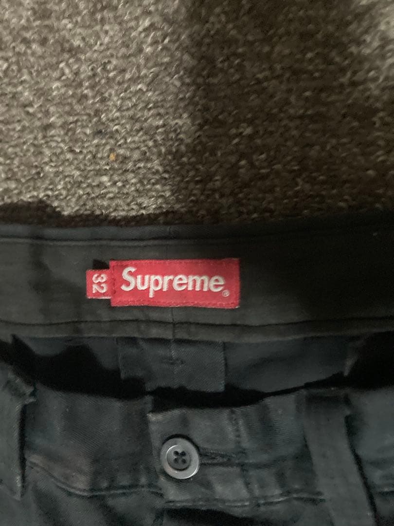 Supreme ブラック チノパン32インチ