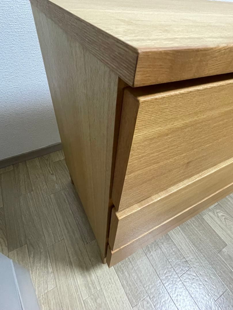 無印良品　タモ材　三段チェストワイド