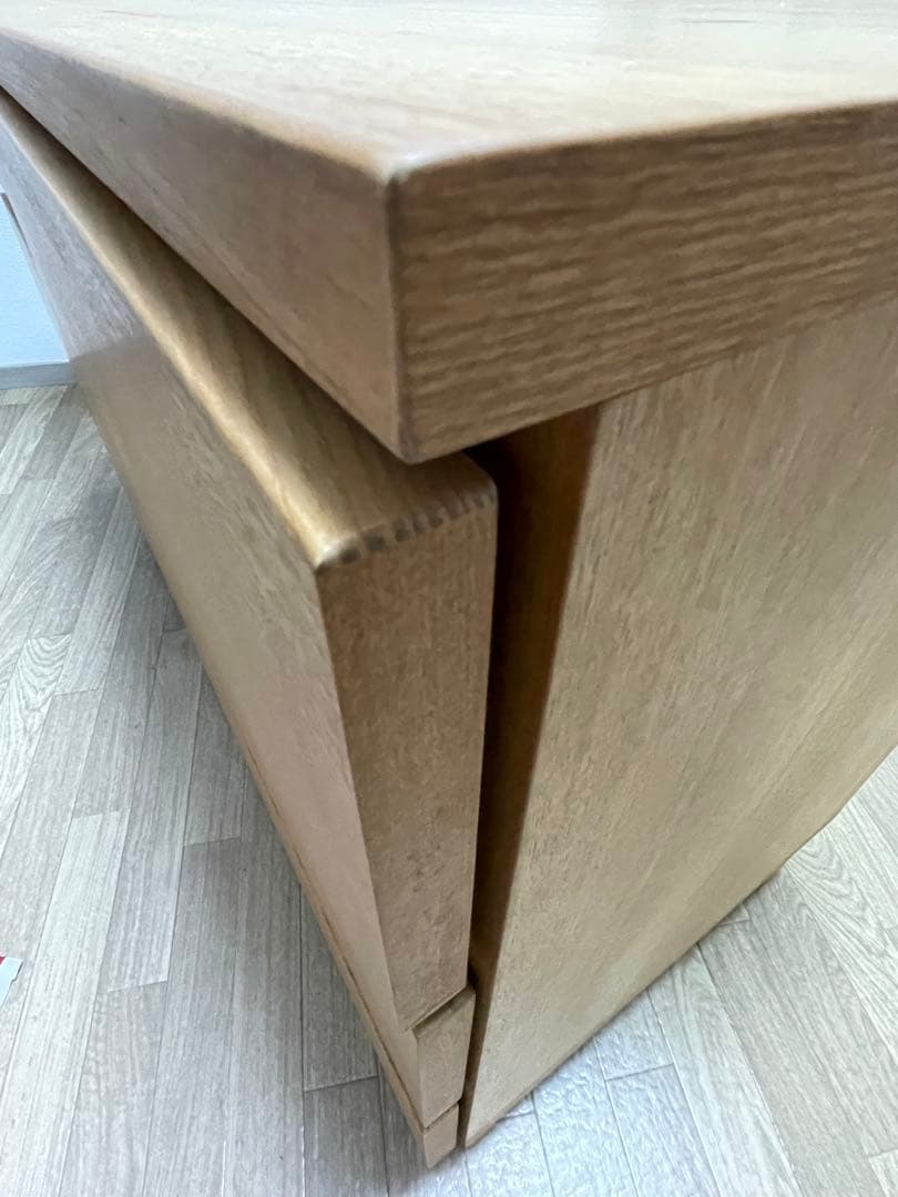 無印良品　タモ材　三段チェストワイド