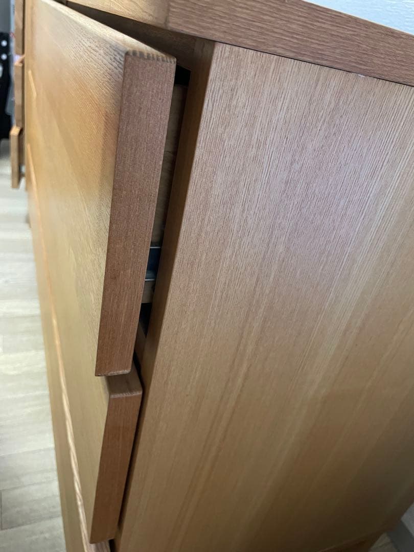 無印良品　タモ材　三段チェストワイド