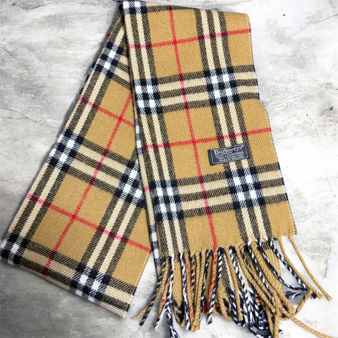 英国製　Burberry バーバリー ノバチェック マフラー ラムウール100%