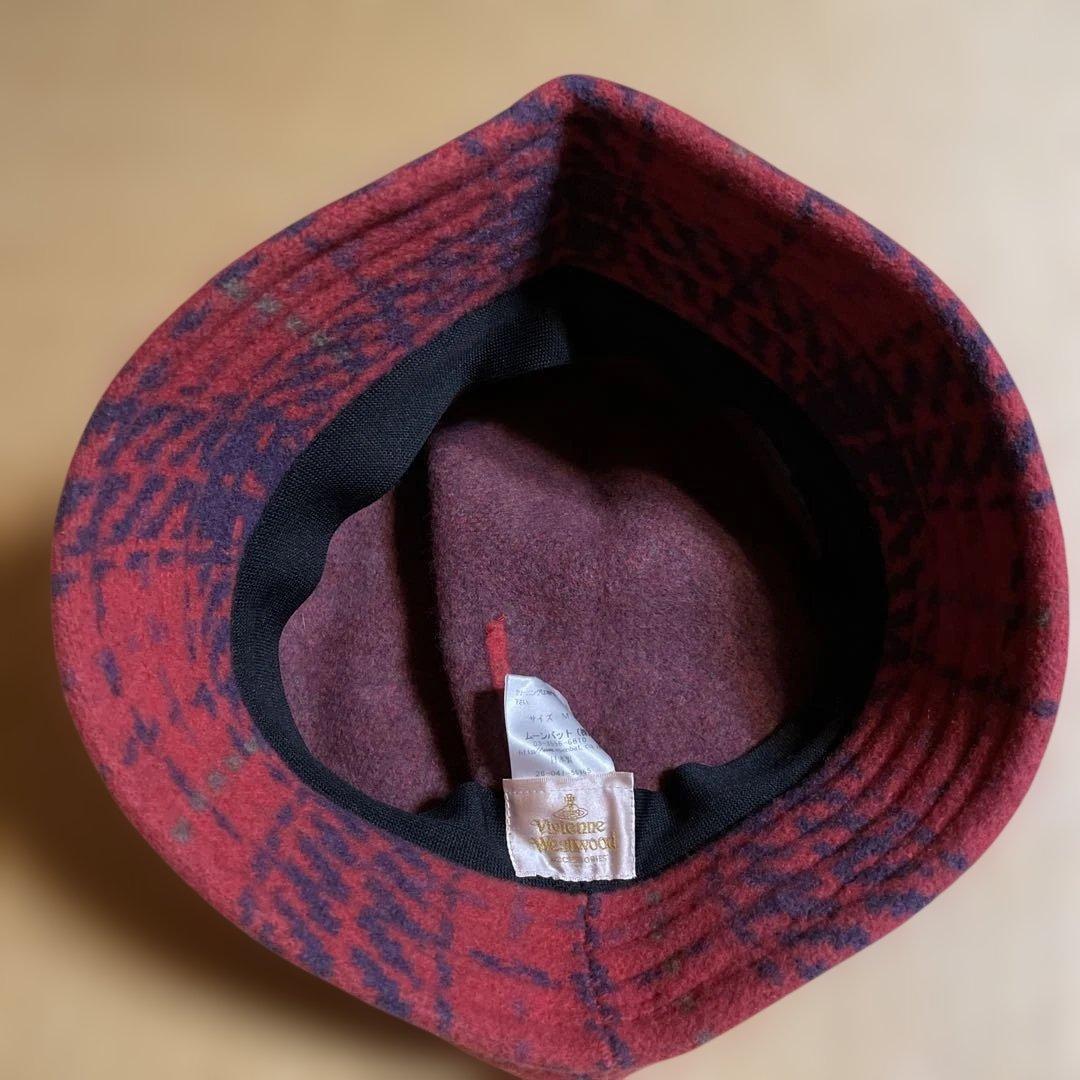 Vivienne Westwood 赤紫チェック バケットハット Mサイズ
