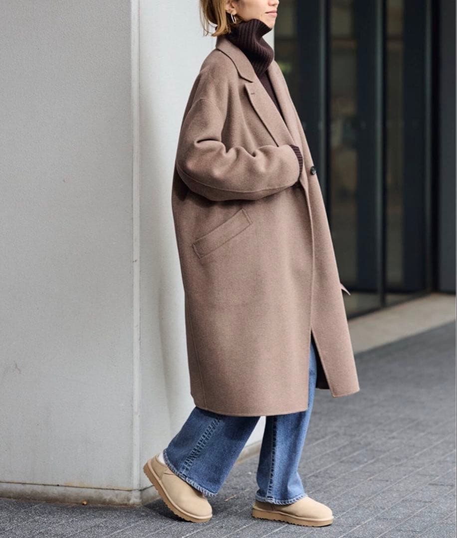 今期　フレームワーク SUPER160’s ダブルブレストコート ブラウン 38