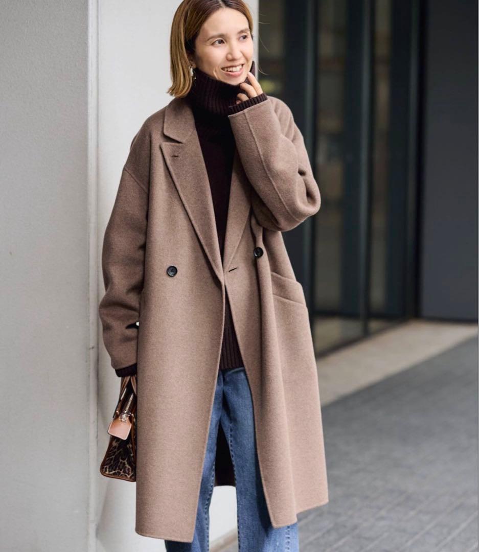 今期　フレームワーク SUPER160’s ダブルブレストコート ブラウン 38