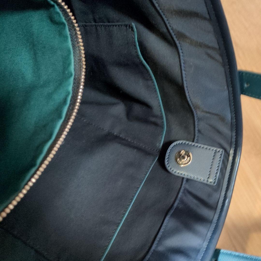 ポール・スミス　ネイビーナイロンビジネスバッグ　アクセントカラーグリーン