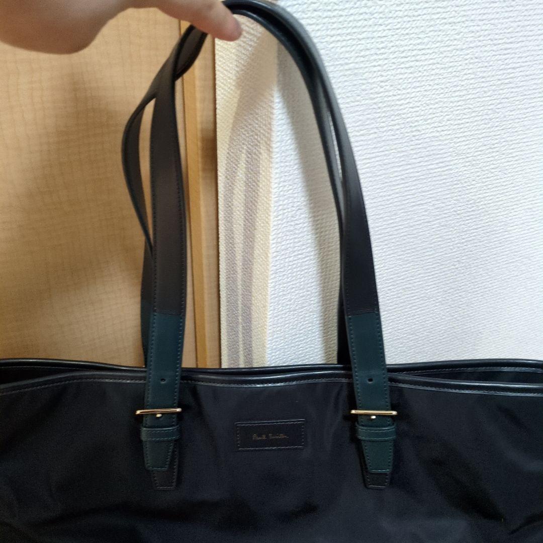 ポール・スミス　ネイビーナイロンビジネスバッグ　アクセントカラーグリーン
