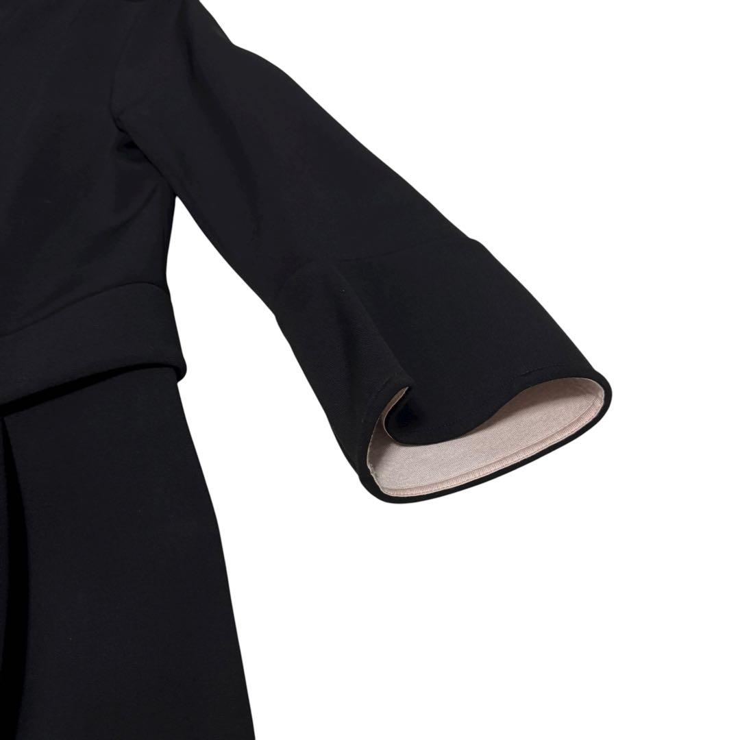 美品マックス&コー　ノーカラーコート　ロングコート　ボンディング　冠婚葬祭フリル