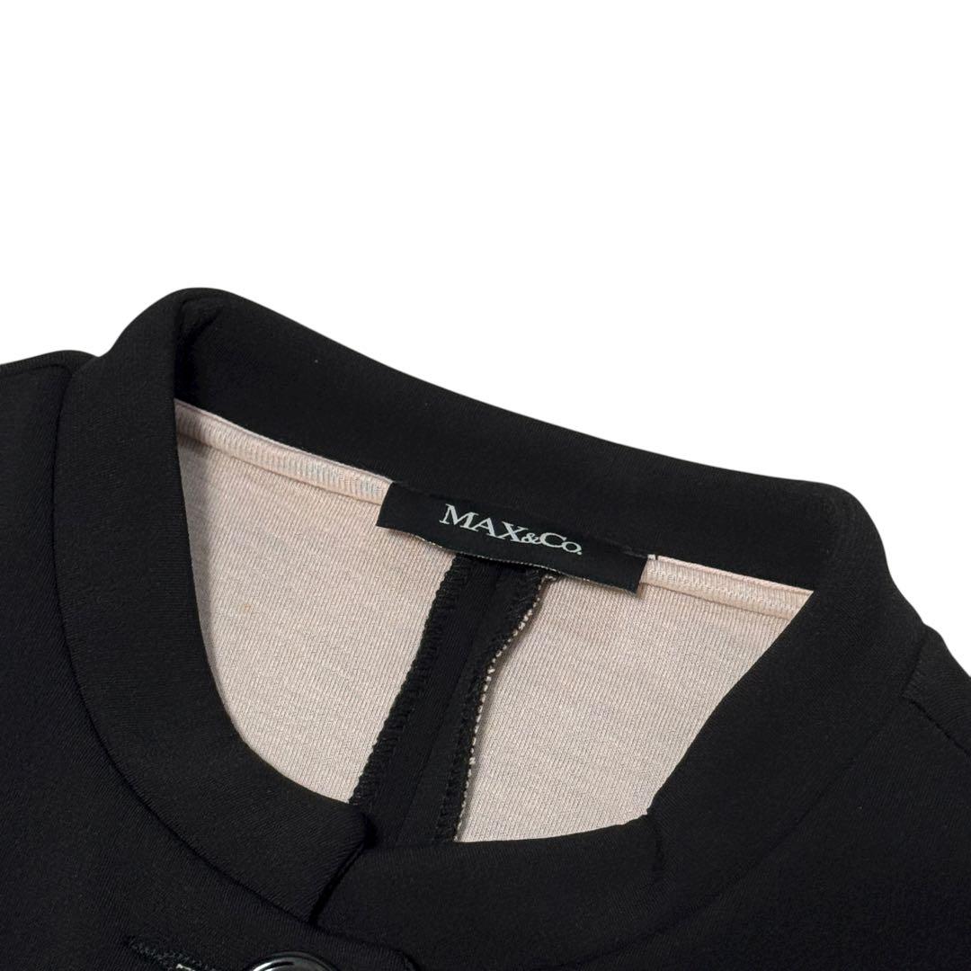 美品マックス&コー　ノーカラーコート　ロングコート　ボンディング　冠婚葬祭フリル