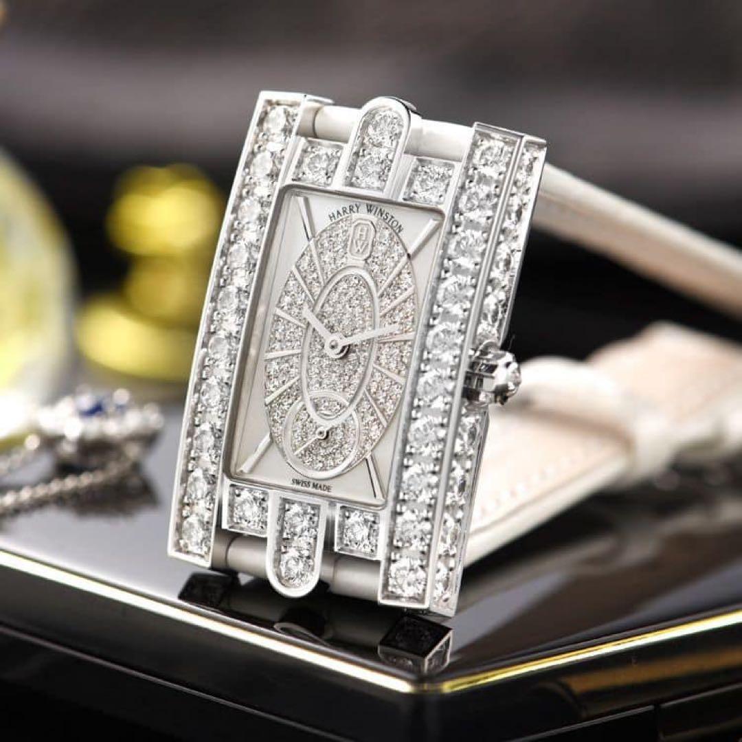 ハリーウィンストン アヴェニュー時計ベルト ホワイト