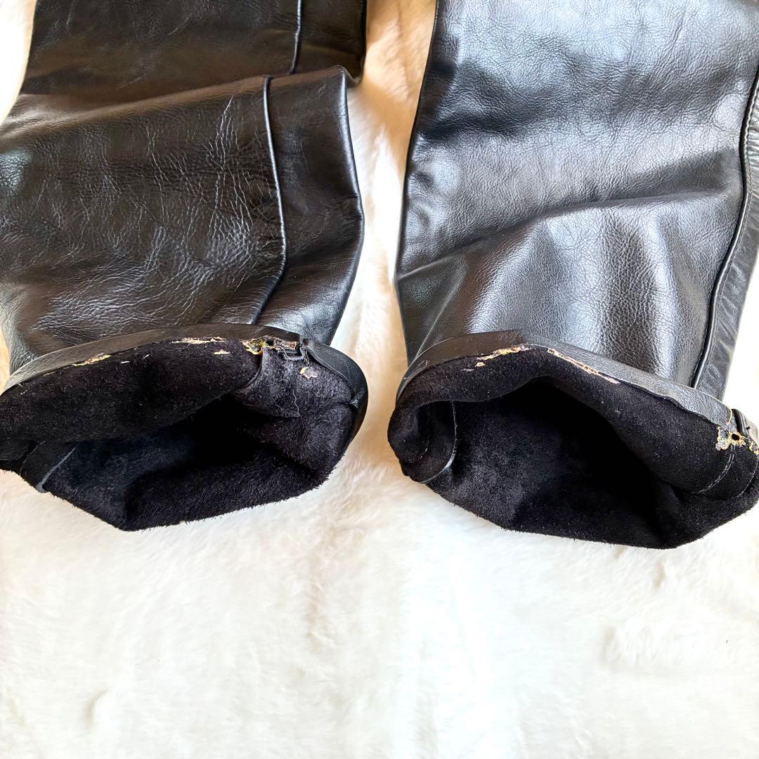 美品 34インチ USA製 vanson バンソン レザーパンツ 本革 牛革 黒