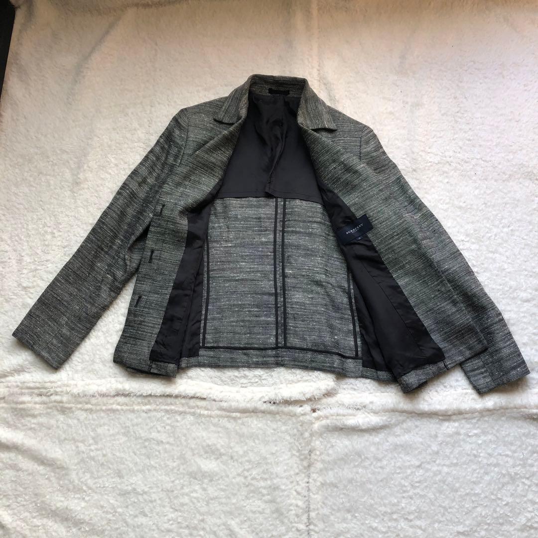 大きいサイズ バーバリー グレー スカートスーツ セットアップ ウール、絹、麻