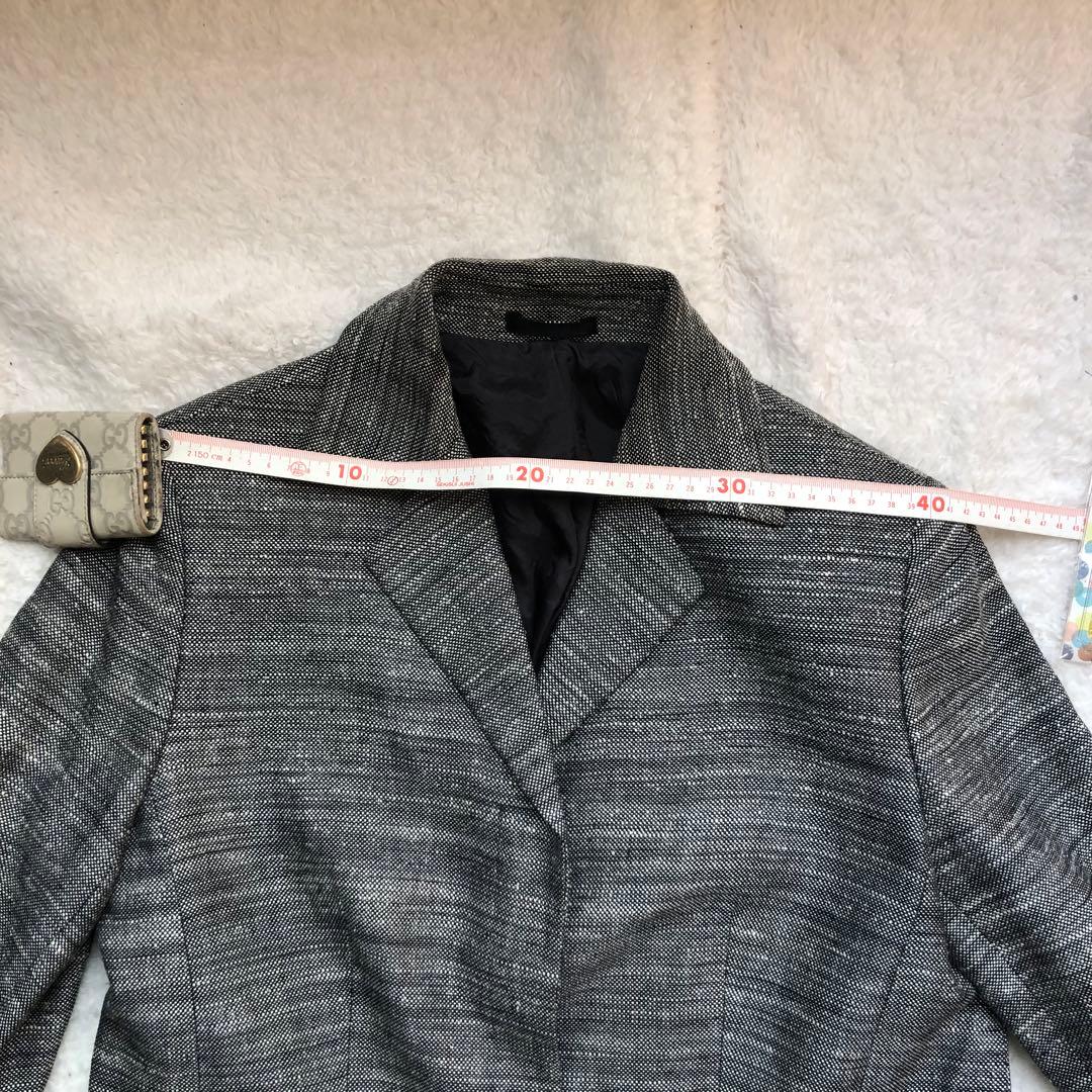 大きいサイズ バーバリー グレー スカートスーツ セットアップ ウール、絹、麻