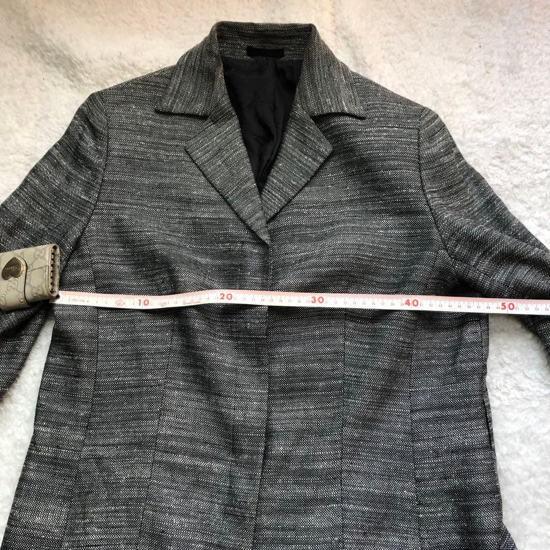 大きいサイズ バーバリー グレー スカートスーツ セットアップ ウール、絹、麻