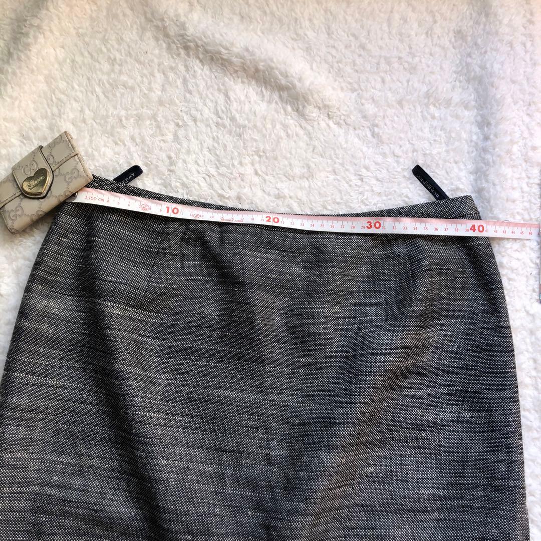 大きいサイズ バーバリー グレー スカートスーツ セットアップ ウール、絹、麻