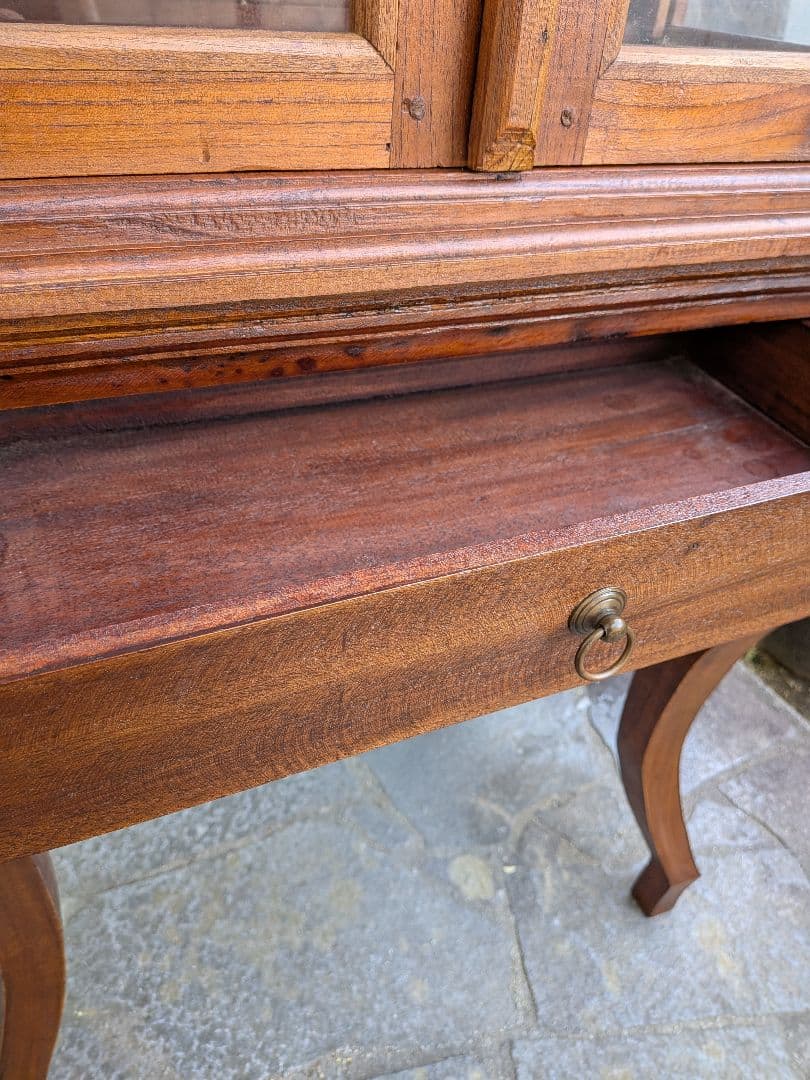 セトレボン アンティーク木製の猫脚ガラスキャビネット