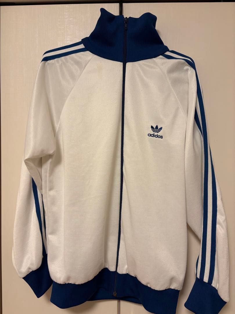 adidas トラックジャケット　ジャージ　ブルー　ホワイト