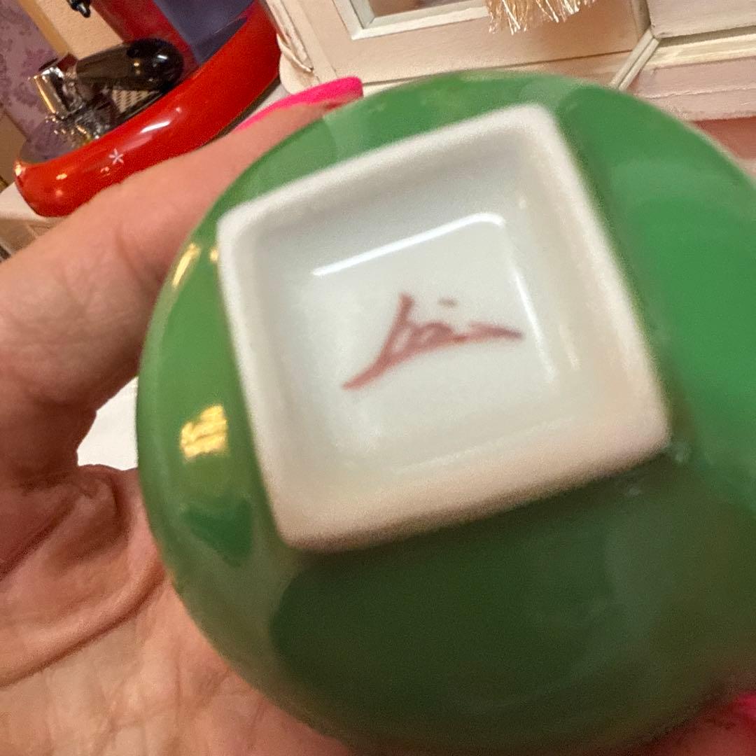 陶器製グリーン　急須と茶碗2つのセット新品未使用