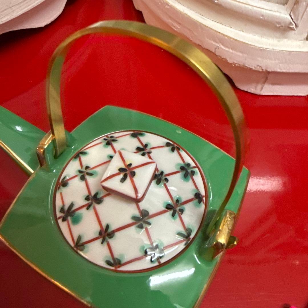 陶器製グリーン　急須と茶碗2つのセット新品未使用