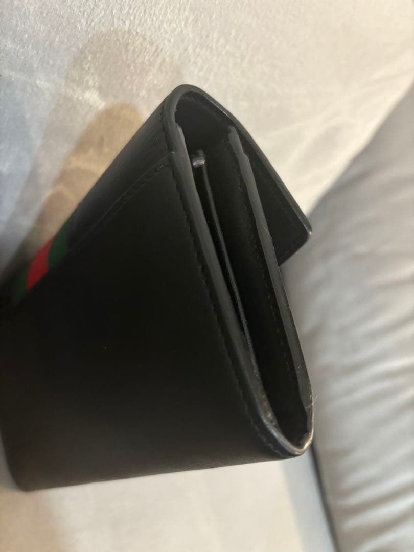 GUCCI グッチ 長財布 シェリーライン ブラック レザー 金具