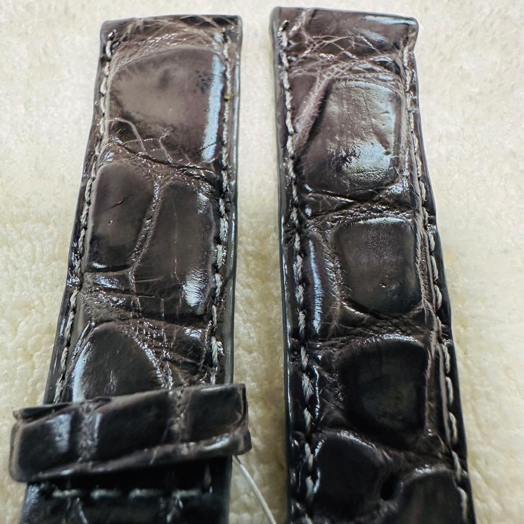 6533#18mm-16mmダークアッシュ★本物クロコダイル腕時計用ベルト