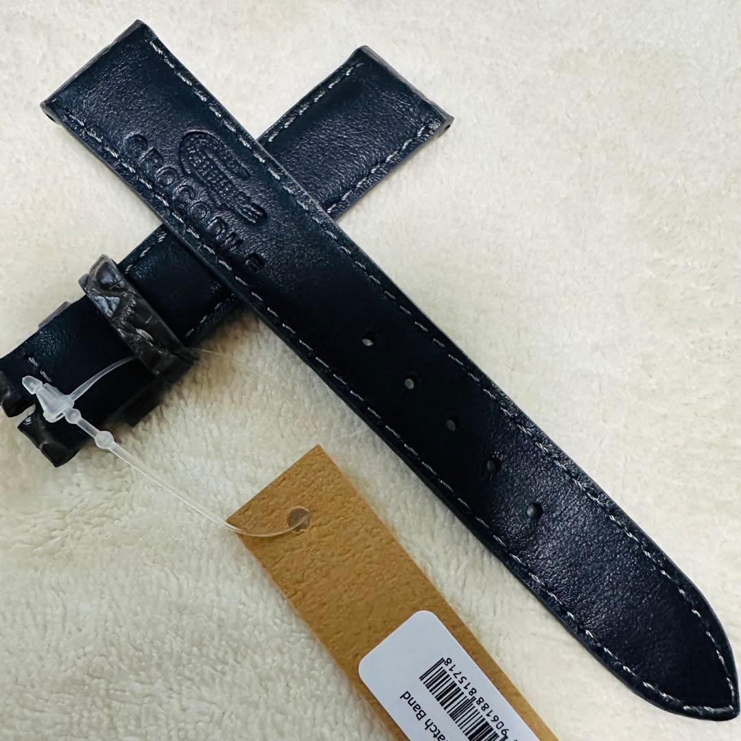 6533#18mm-16mmダークアッシュ★本物クロコダイル腕時計用ベルト