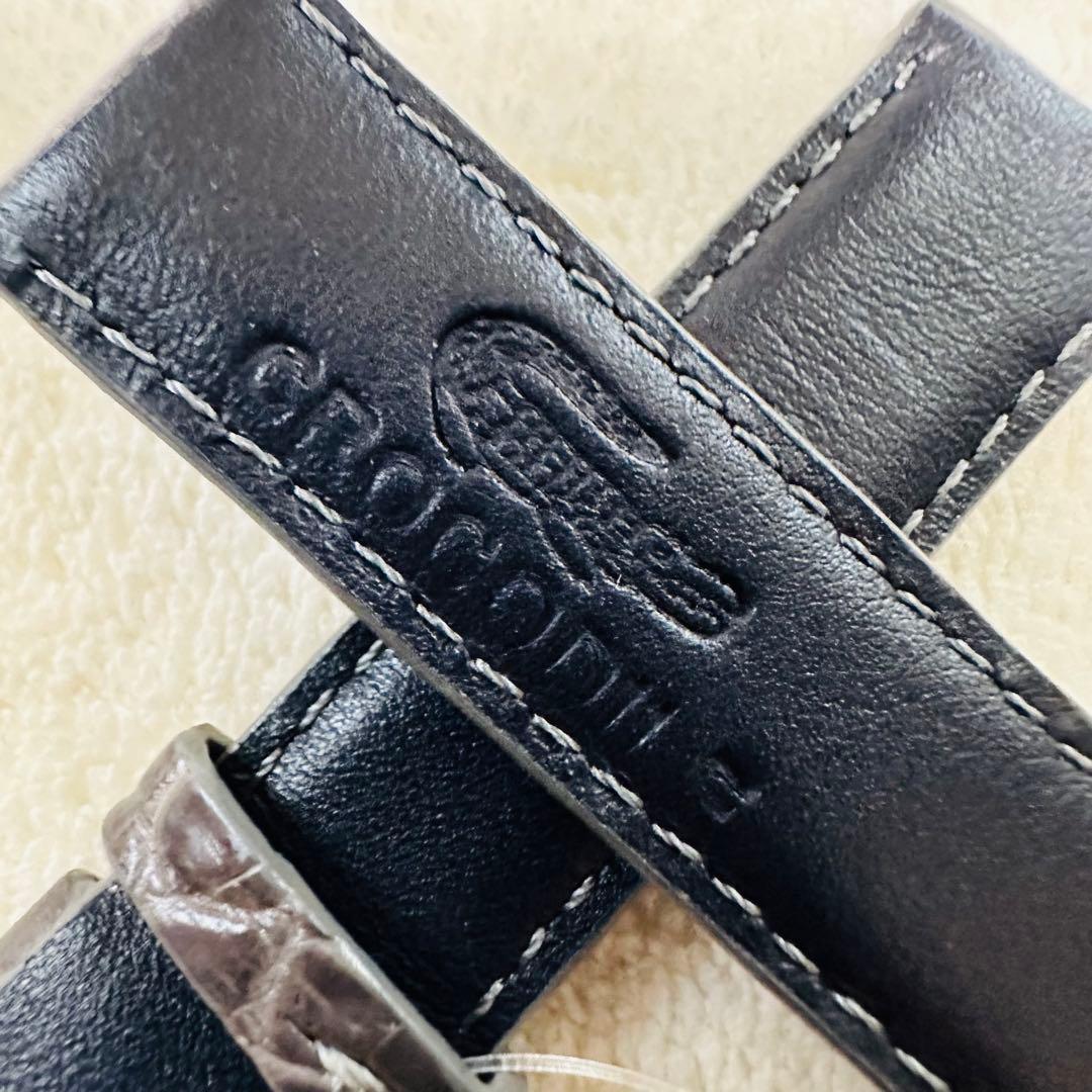 6533#18mm-16mmダークアッシュ★本物クロコダイル腕時計用ベルト