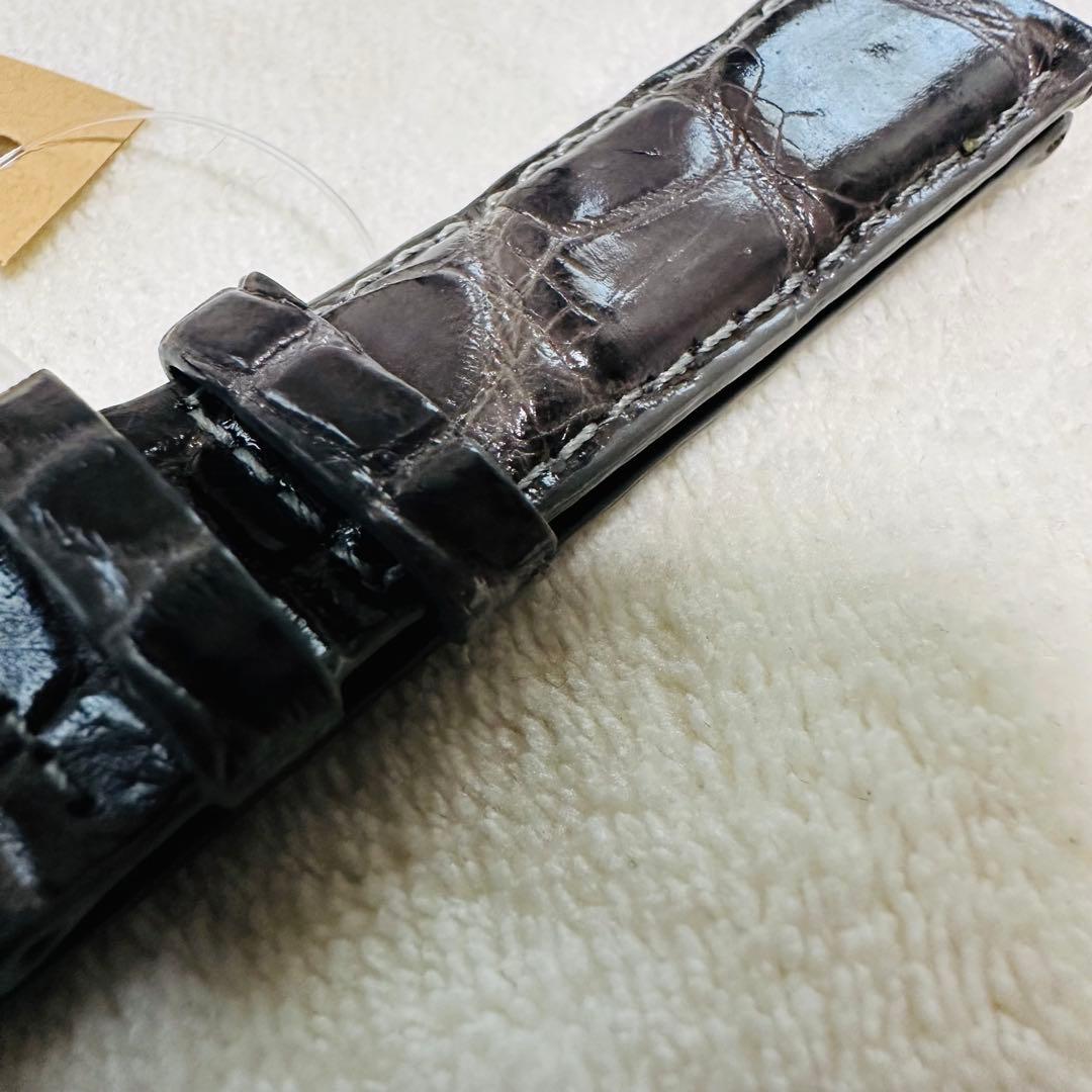 6533#18mm-16mmダークアッシュ★本物クロコダイル腕時計用ベルト