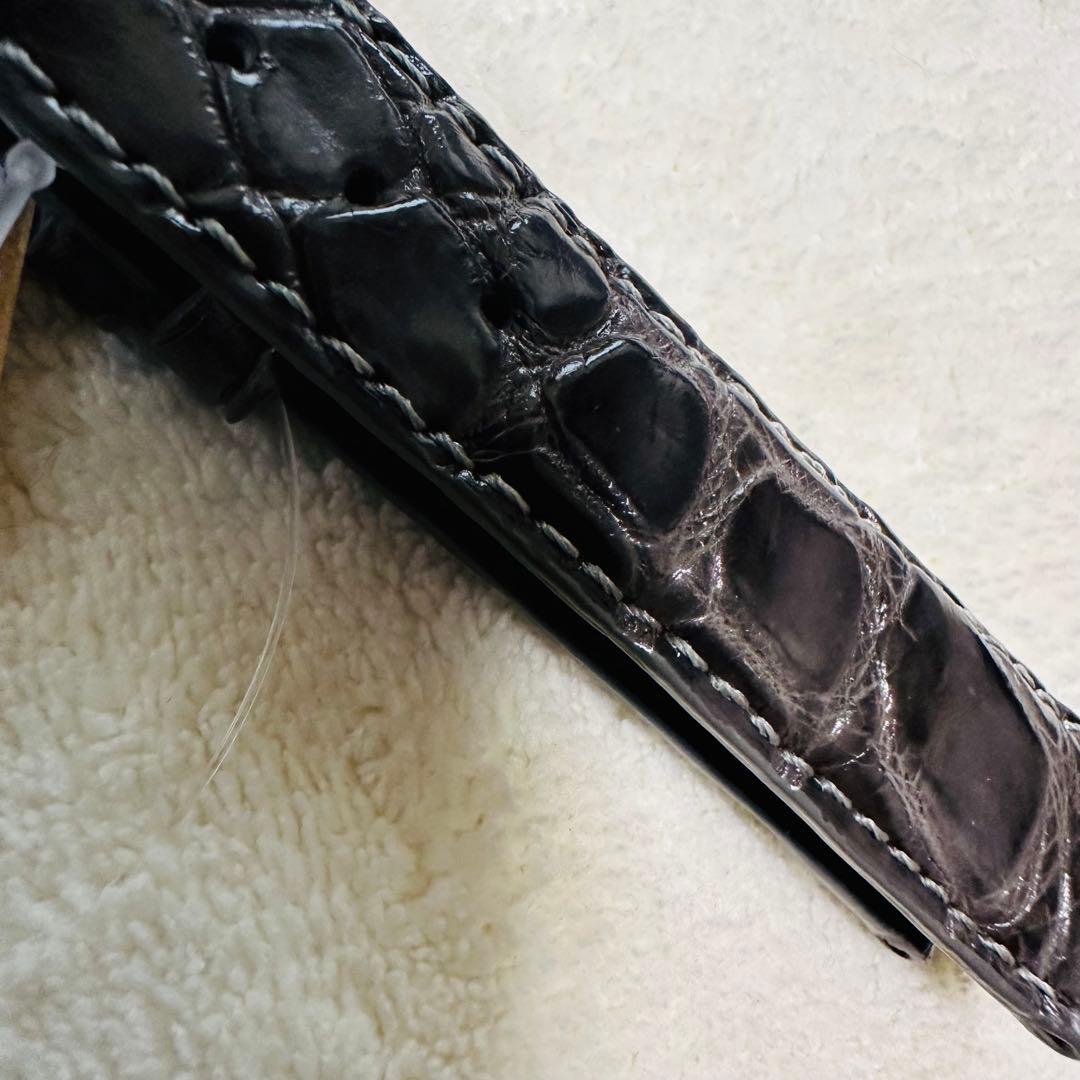 6533#18mm-16mmダークアッシュ★本物クロコダイル腕時計用ベルト