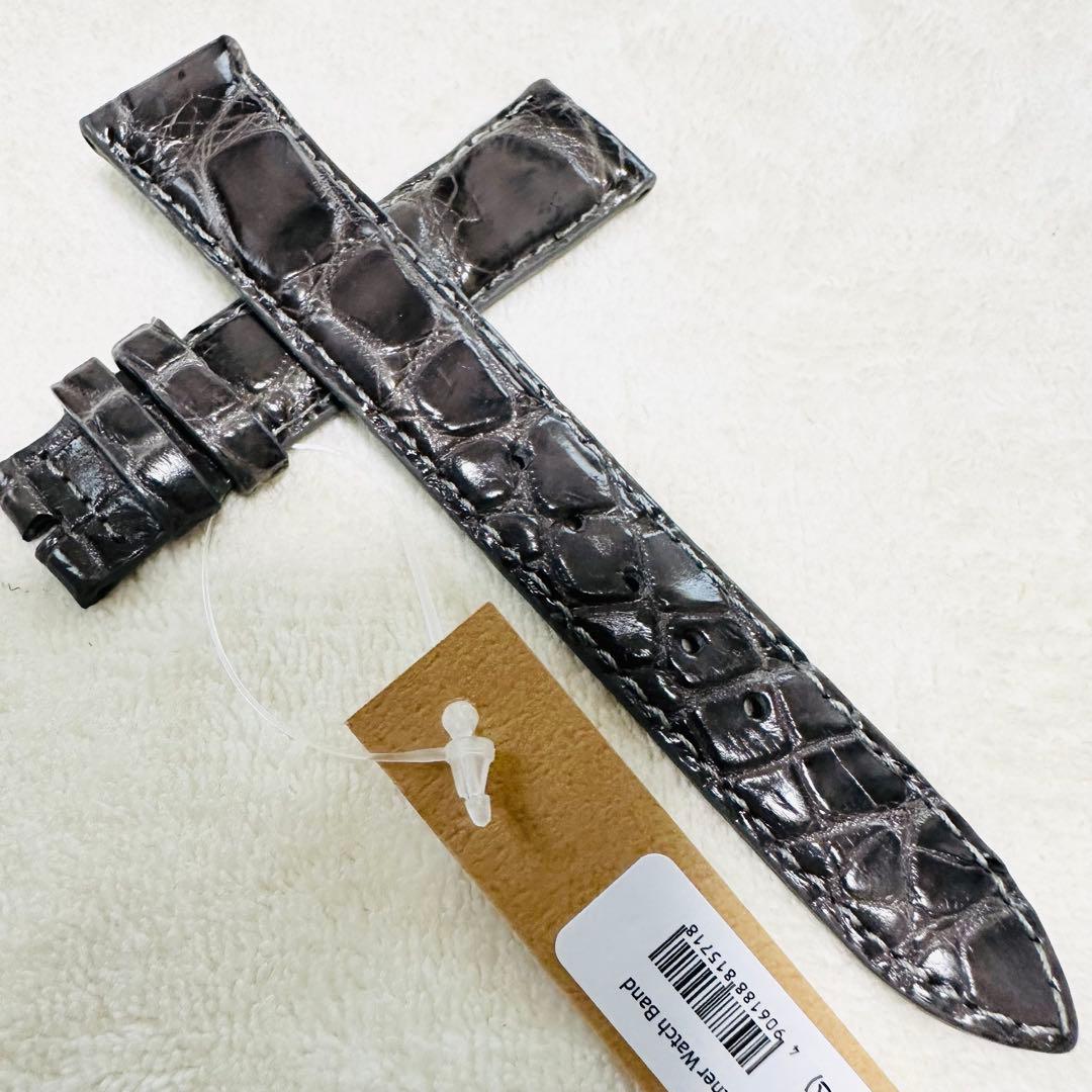 6533#18mm-16mmダークアッシュ★本物クロコダイル腕時計用ベルト