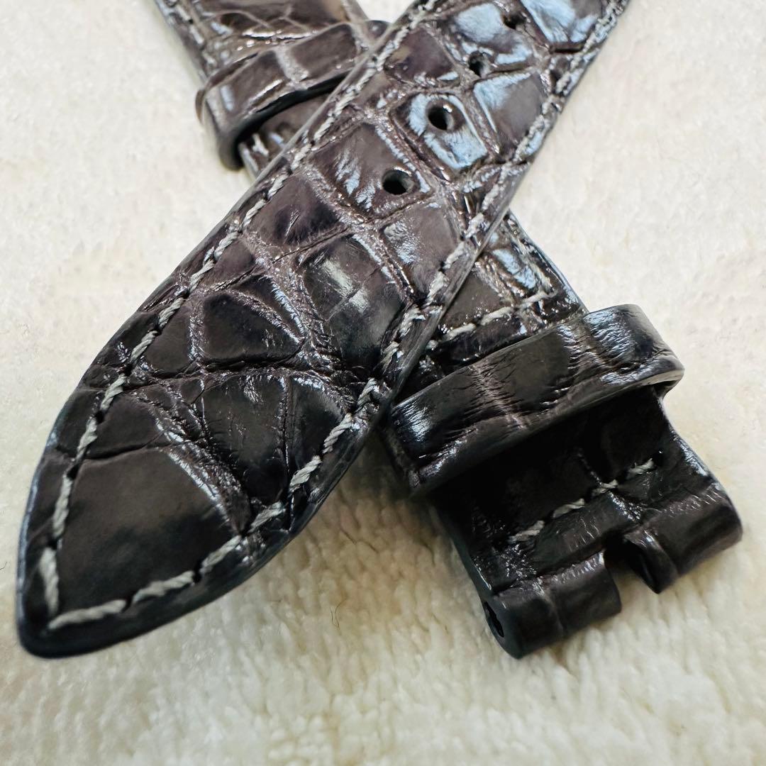 6533#18mm-16mmダークアッシュ★本物クロコダイル腕時計用ベルト