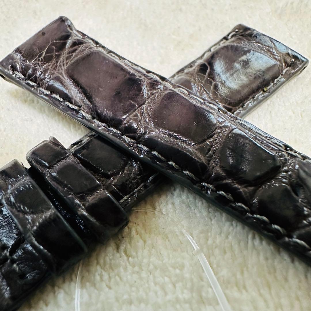 6533#18mm-16mmダークアッシュ★本物クロコダイル腕時計用ベルト