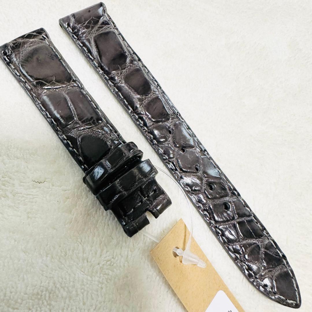 6533#18mm-16mmダークアッシュ★本物クロコダイル腕時計用ベルト