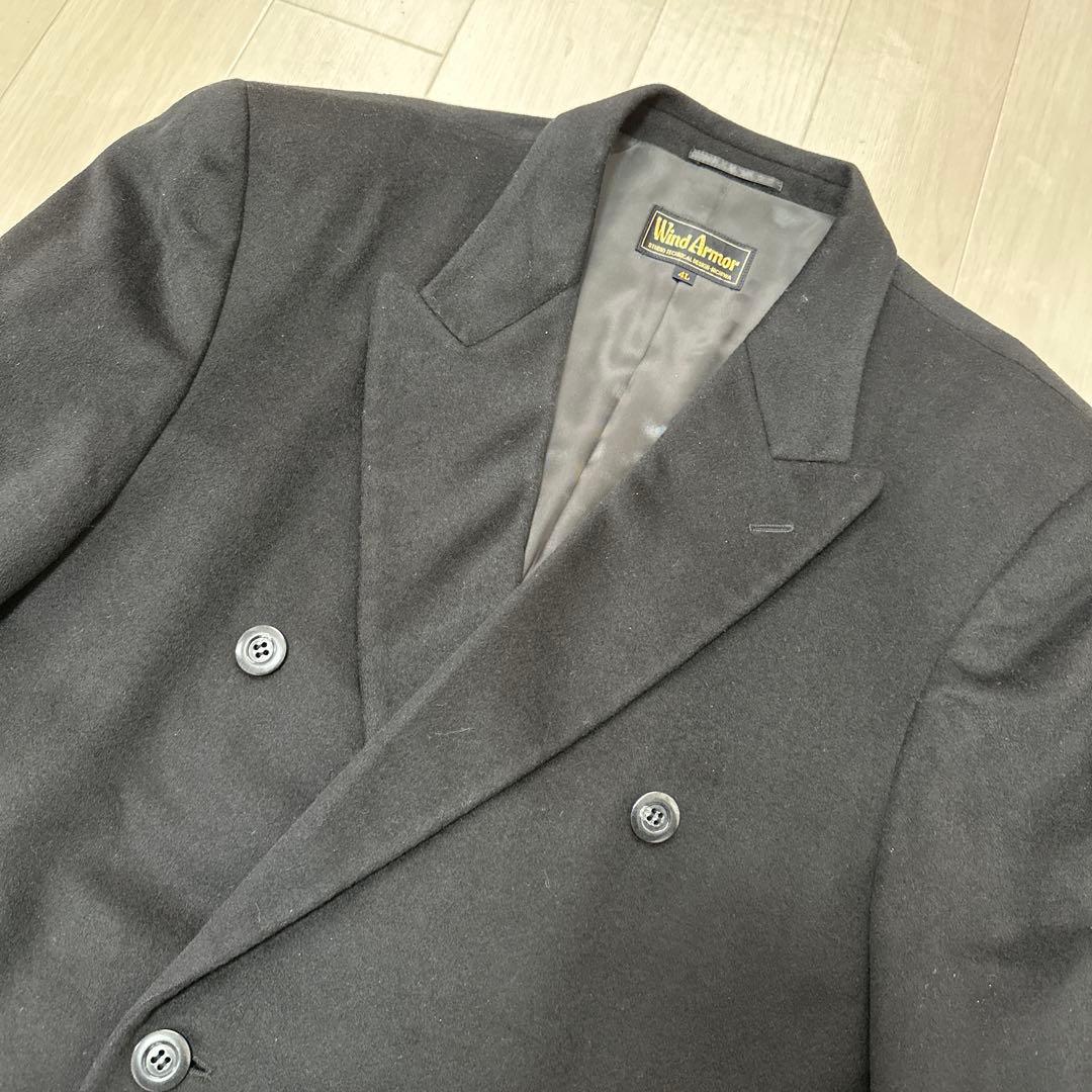 希少WIND ARMOR ダブルチェスターコート カシミア　マキシ丈 黒 4L