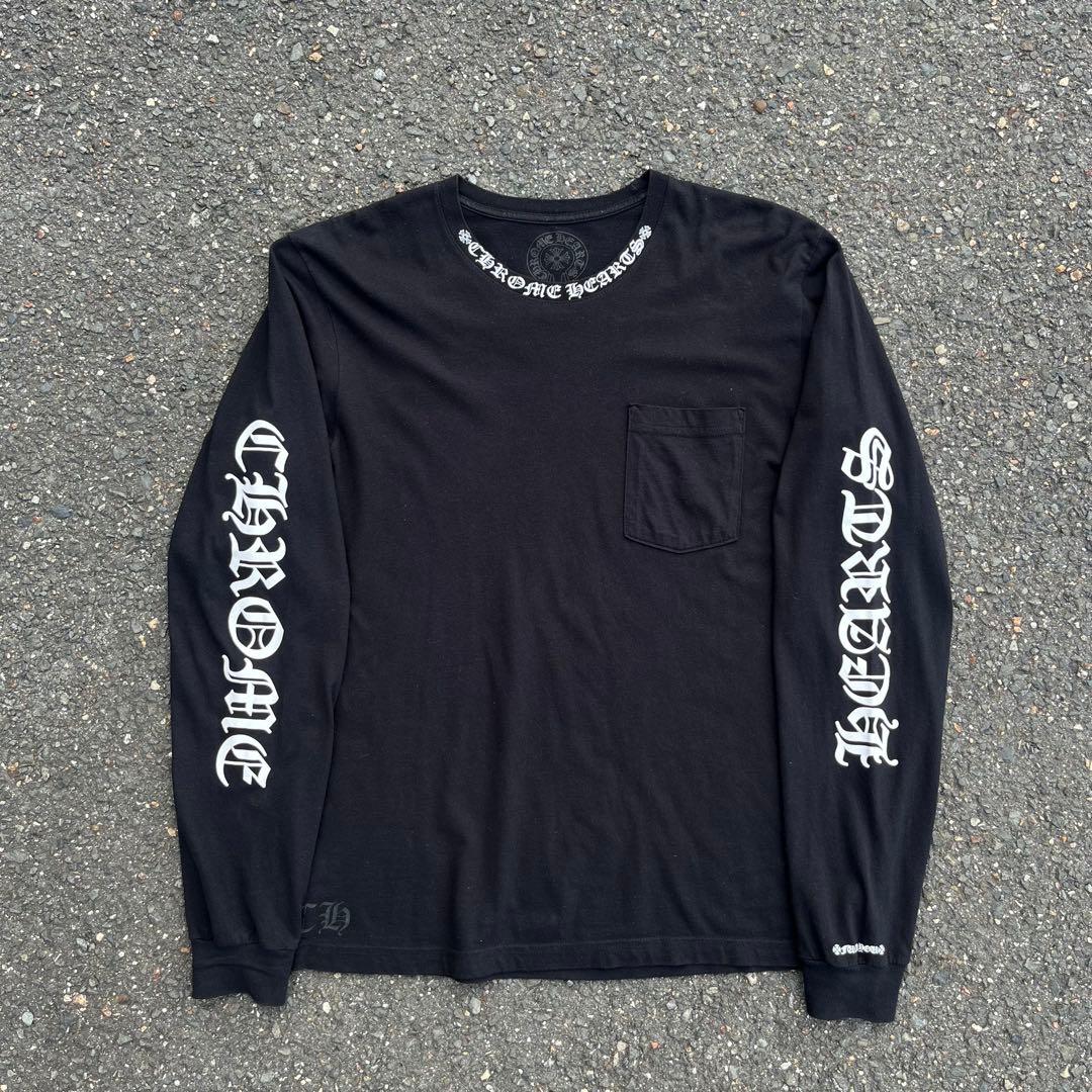 CHROME HEARTS クロムハーツ　ネックロゴ　ロンT ブラック　正規品
