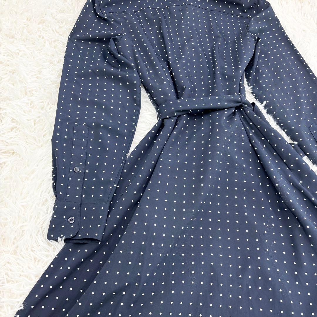 極美品　近年モデル　ラルフローレン　シャツワンピース　水玉　リボン　ロング丈