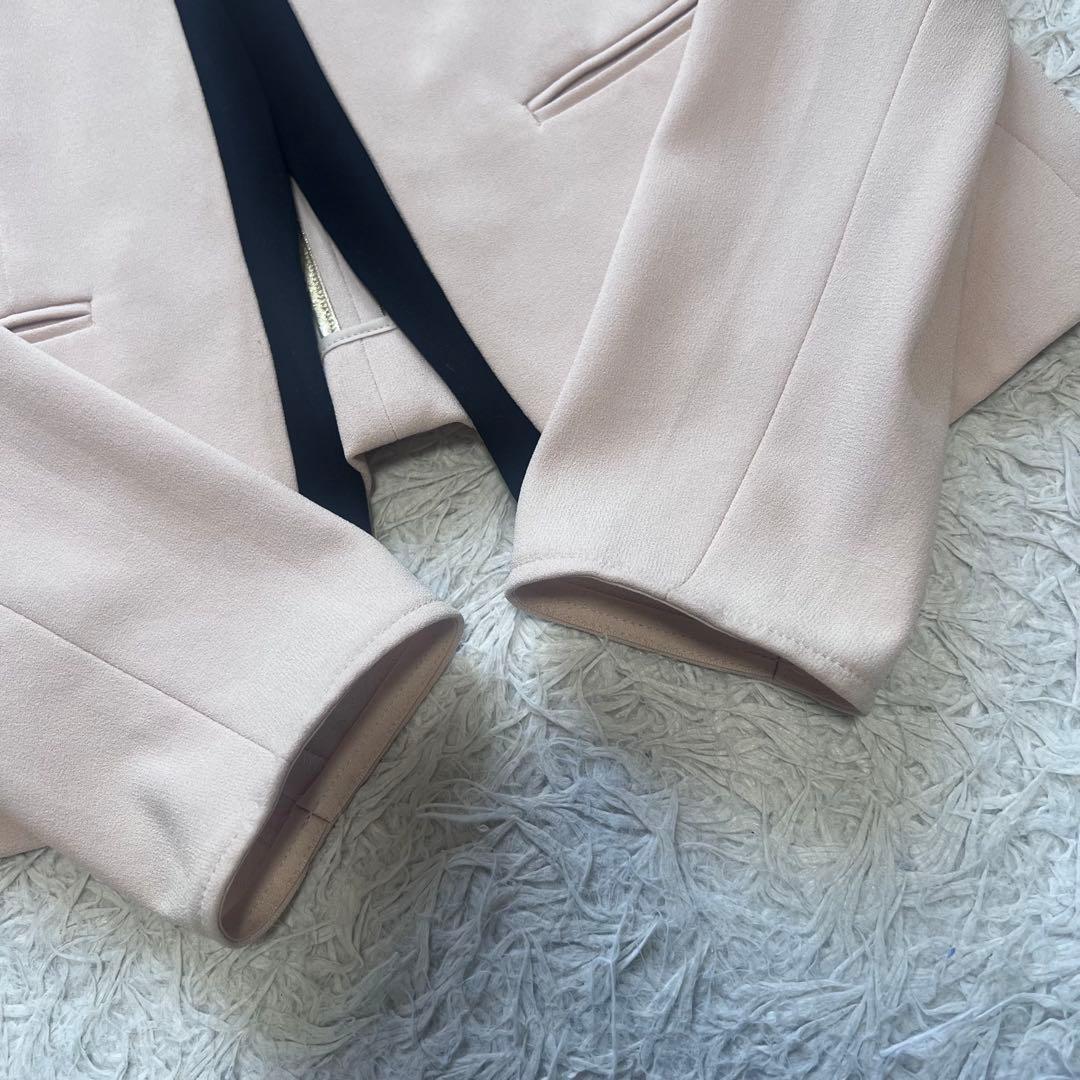 美品 大人気 ベイジCINDY シンディーダブルノーカラージャケット S