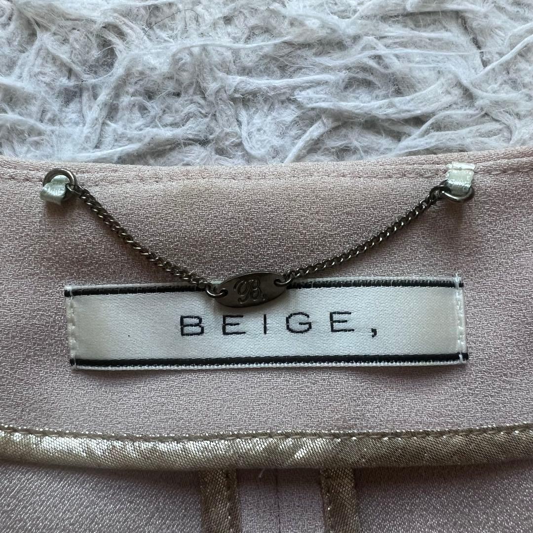 美品 大人気 ベイジCINDY シンディーダブルノーカラージャケット S