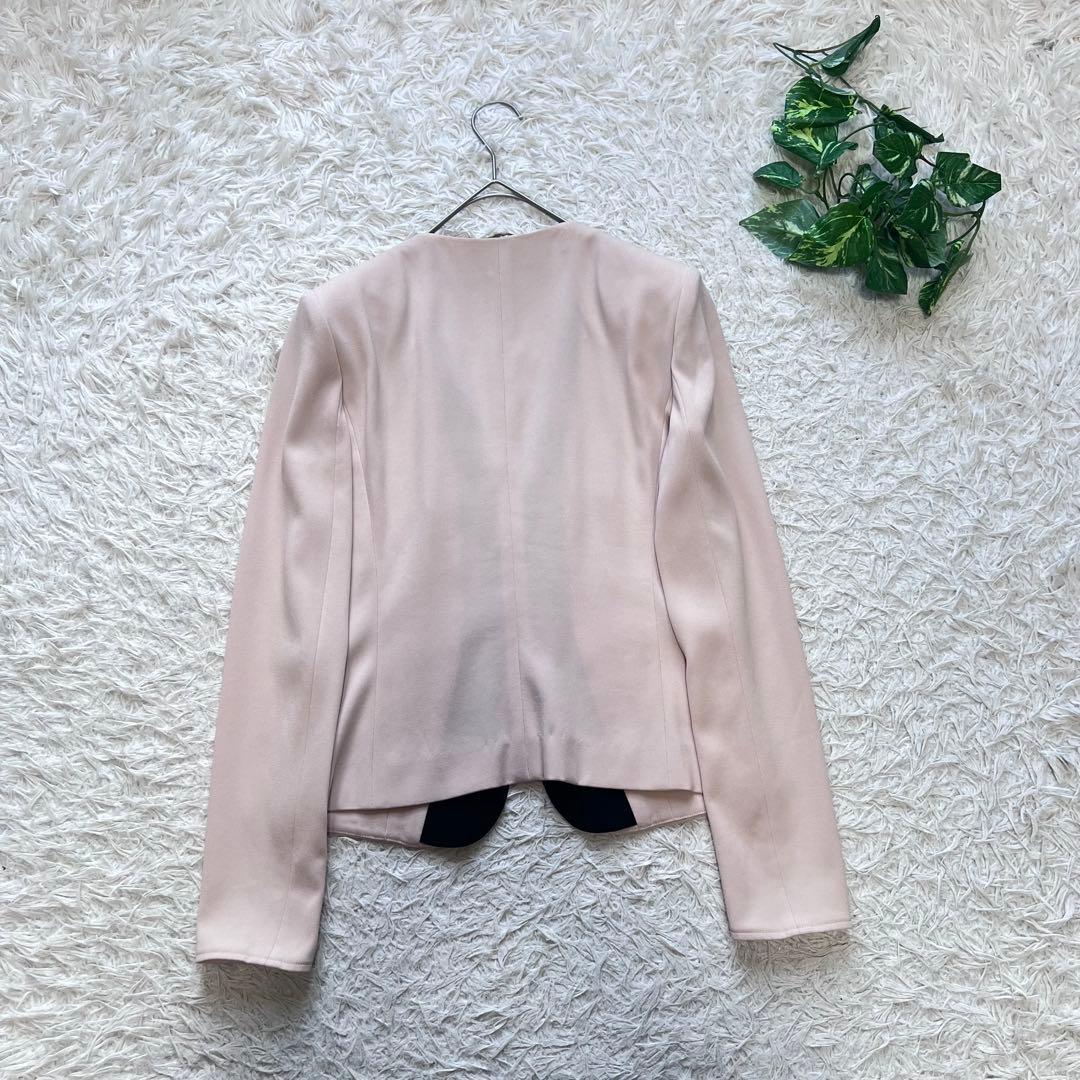 美品 大人気 ベイジCINDY シンディーダブルノーカラージャケット S