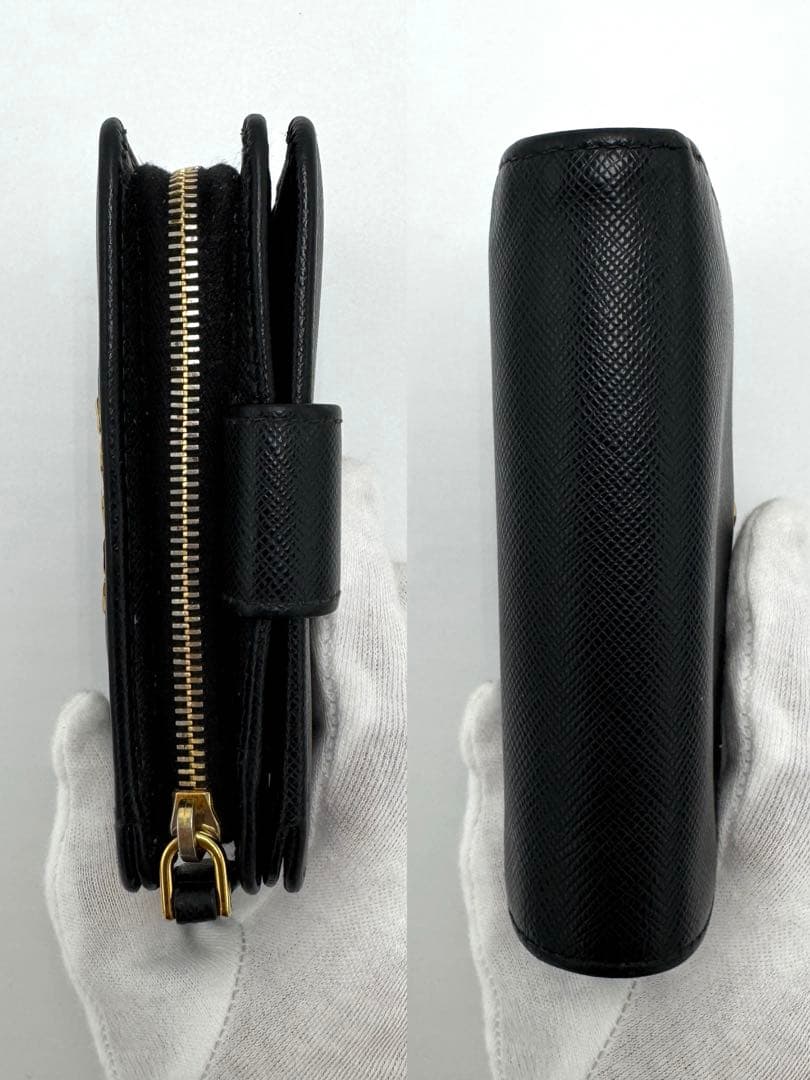 PRADA プラダ サフィアーノ メタル 二つ折り財布 1ML018 ブラック