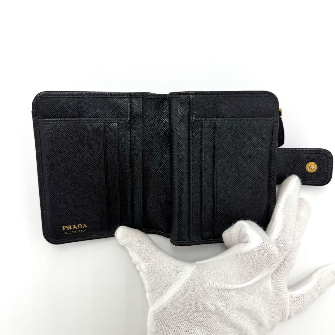 PRADA プラダ サフィアーノ メタル 二つ折り財布 1ML018 ブラック