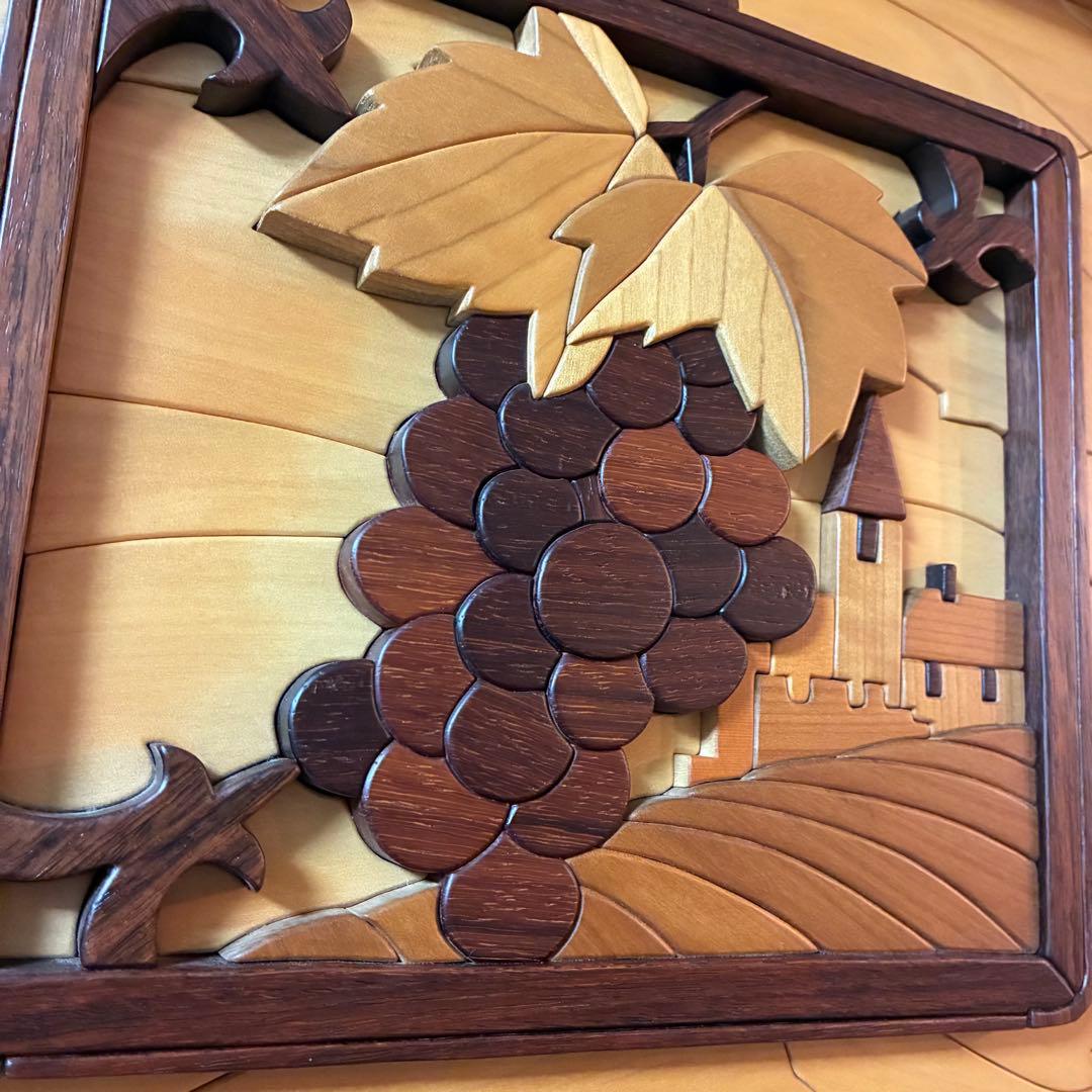 美品 【あさのたかを】木製 組木絵 タイルアート 大型木版画 くま ワインセラー