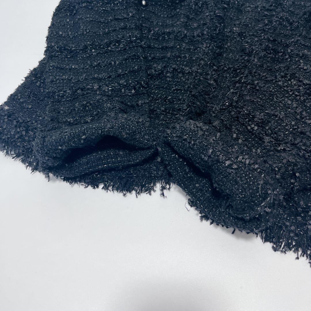 SOEJUソージュ ツイードライクニットジャケット ブラック F カーディガン