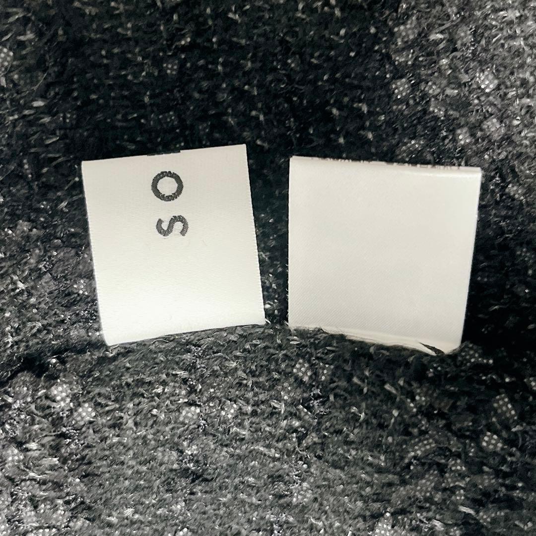 SOEJUソージュ ツイードライクニットジャケット ブラック F カーディガン