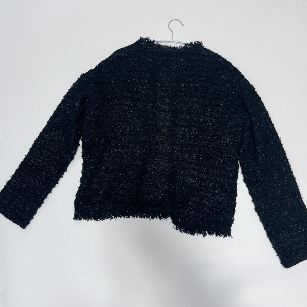 SOEJUソージュ ツイードライクニットジャケット ブラック F カーディガン