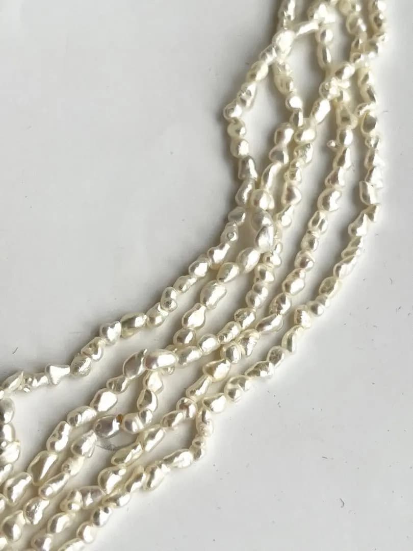 天然芥子真珠 ケシパール5連ネックレス 金具シルバー素材 69cm（金具含む）