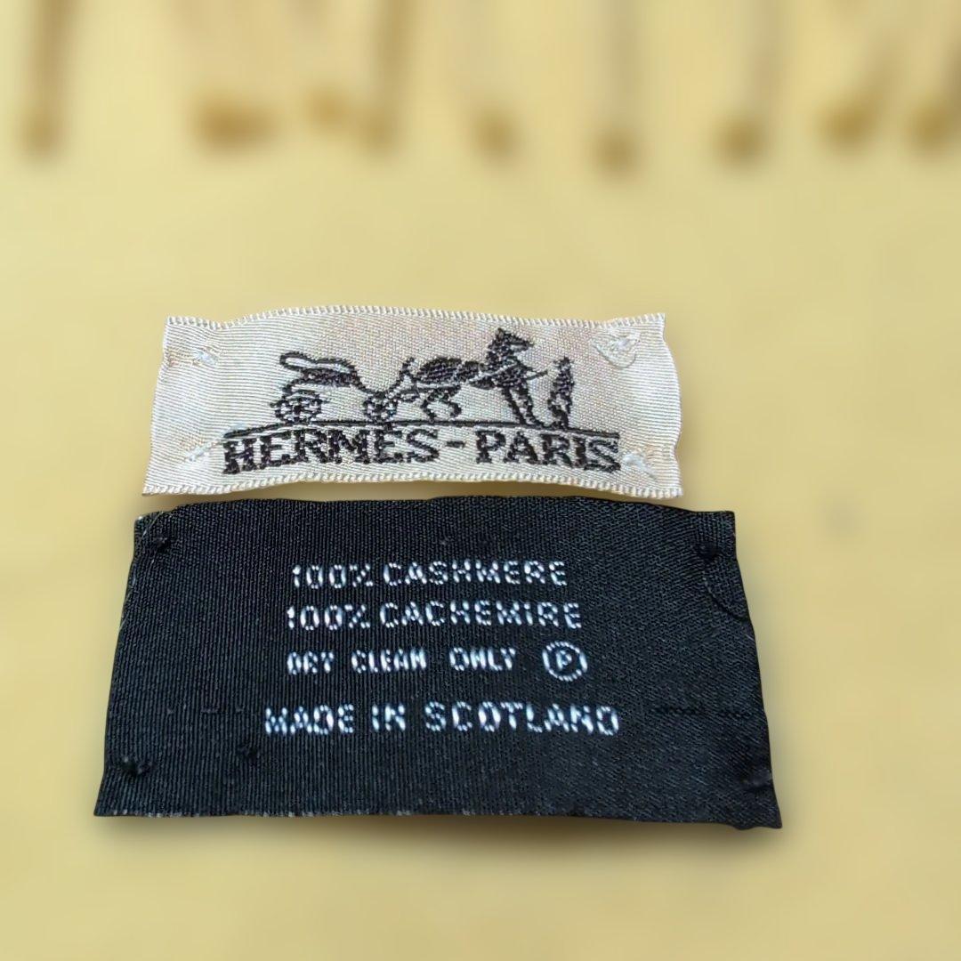 HERMES 100%カシミヤ マフラー イエロー