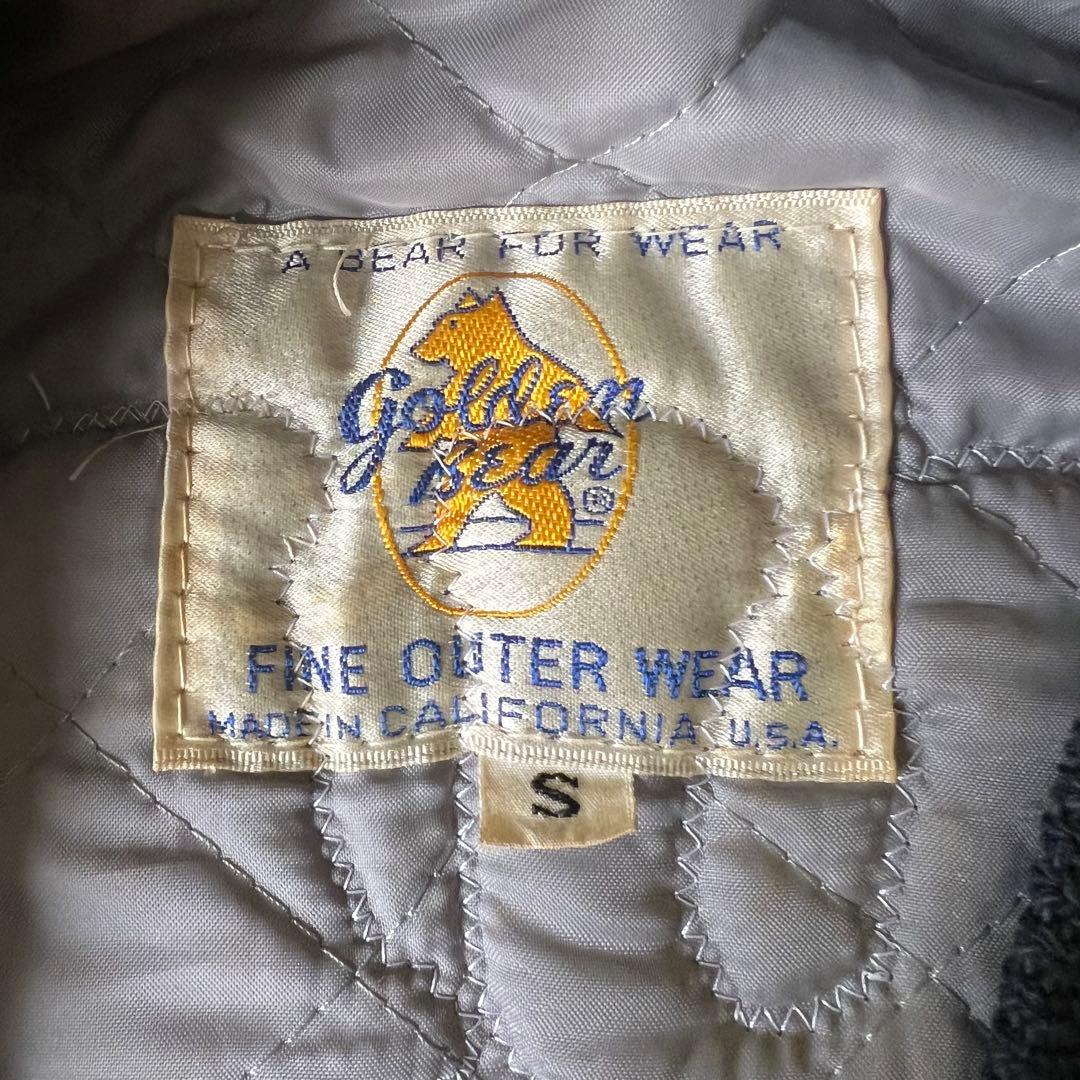 70's~80's ゴールデンベア　スタジャン　USA製　ワッペン　革袖
