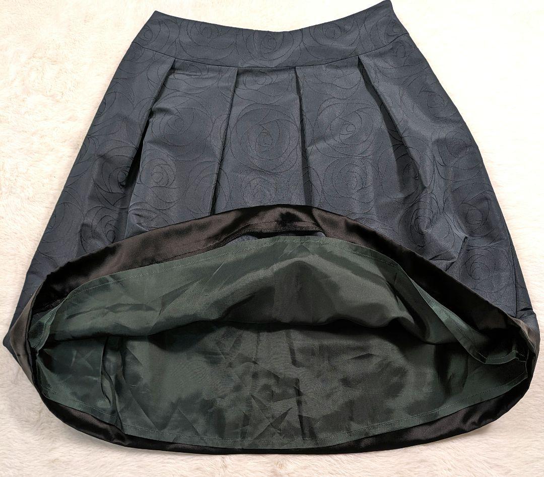 美品 オースチンリード 総バラ模様 パールボタン セットアップ ブラック 36