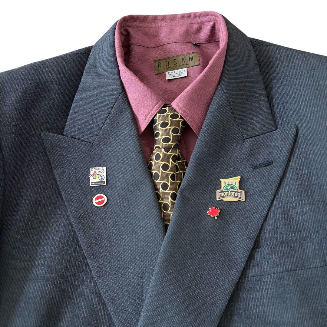 【レトロコーデ】 ダブルスーツ シャツ バーバリー ネクタイ ピンズ セット